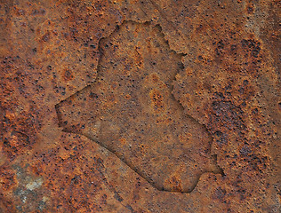 Image showing Map of Iraq on rusty metal