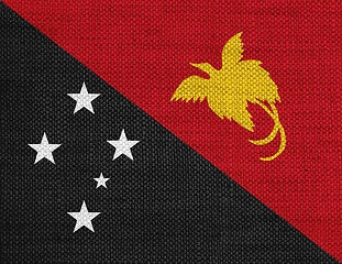 Image showing Flag of Papua New Guinea on old linen