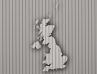 Image showing Map of Great Britain on corrugated iron,