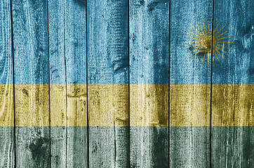 Image showing Flag of Rwanda on weathered wood