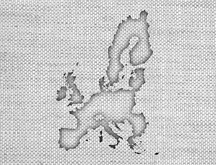 Image showing Map of the EU on old linen