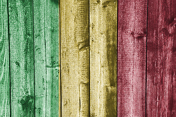 Image showing Flag of Mali on weathered wood