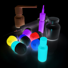 Image showing Syringe, tablet, pill jar. 3D illustration