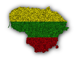 Image showing Map and flag of Lithuania on poppy seeds