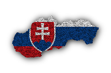 Image showing Map and flag of Slovakia on poppy seeds