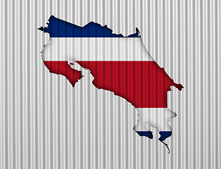 Image showing Map and flag of Costa Rica on corrugated iron