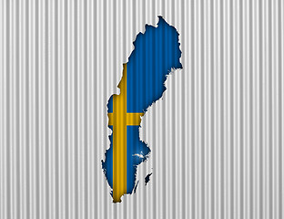 Image showing Map and flagt of Sweden