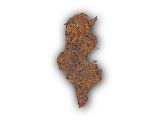 Image showing Map of Tunisia on rusty metal