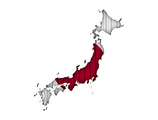 Image showing Map and flag of Japan on corrugated iron