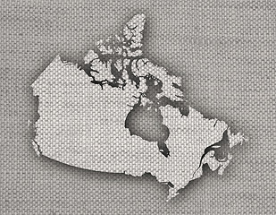 Image showing Map of Canada on old linen