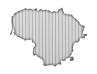 Image showing Map of Lithuania on corrugated iron