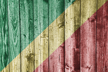 Image showing Flag of the Congo on weathered wood