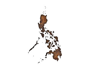 Image showing Map of the Philippines on rusty metal