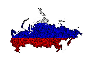 Image showing Map and flag of Russia on poppy seeds