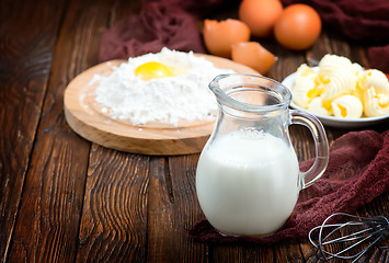 Image showing flour,milk, butter and eggs