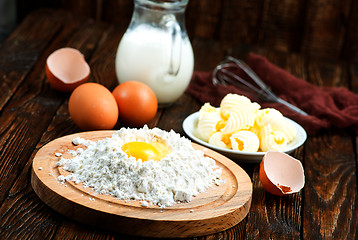 Image showing flour,milk, butter and eggs