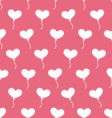 Image showing Pink Seamless Pattern with Hearts Balloons for Valentines Day