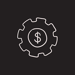 Image showing Gear with dollar sign sketch icon.