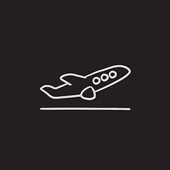 Image showing Plane taking off sketch icon.