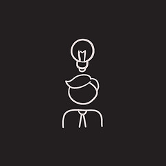 Image showing Businessman with idea sketch icon.