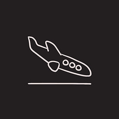 Image showing Landing aircraft sketch icon.