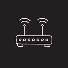 Image showing Wireless router sketch icon.