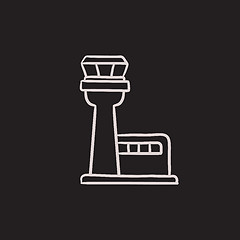 Image showing Flight control tower sketch icon.