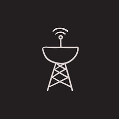 Image showing Radar satellite dish sketch icon.