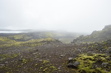 Image showing Iceland lava landscape in the mist