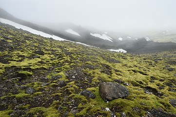 Image showing Icelandic volcano landscape in the mist