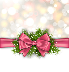 Image showing Winter Elegant Background with Pink Bow Ribbon