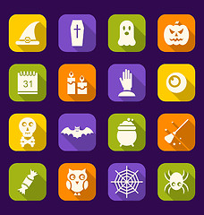 Image showing  Halloween Flat Icons with Long Shadows