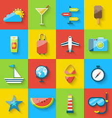 Image showing Flat modern design set icons of travel on holiday journey, touri