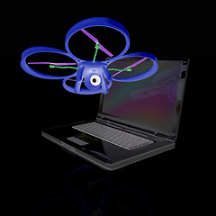 Image showing Drone and laptop. 3D render