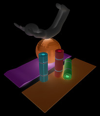 Image showing 3d man on a karemat with fitness ball. 3D illustration