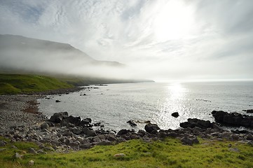 Image showing Icelandic coast with mountains