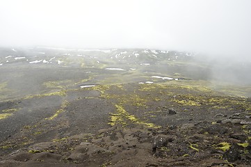 Image showing Lava terrain in Iceland. Mountains in the background.