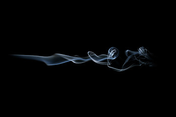 Image showing Smoke wave isolated on white. Smoke trail isolated on white. Horizontal wave.