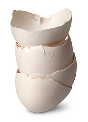 Image showing Stack of  halves from crashed eggs