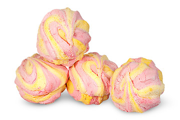 Image showing Four in the row yellow and pink marshmallow