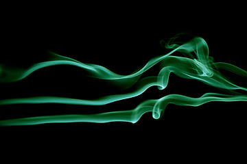 Image showing Abstract green waves isolated on black