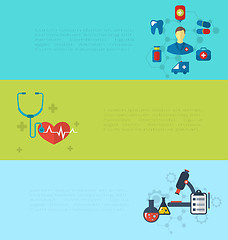 Image showing Concept of medical diagnostics hospital clinic care, set banners