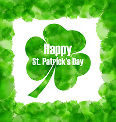 Image showing Happy Saint Patricks Day Watercolor Background with Clover