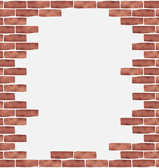 Image showing Broken brown brick wall, grunge texture background