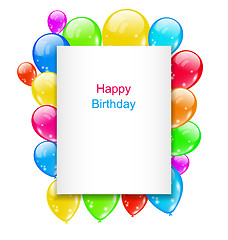 Image showing Birthday Postcard with Colorful Balloons with Text 