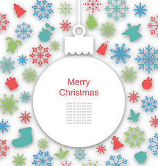 Image showing Christmas Paper Card with Traditional Elements