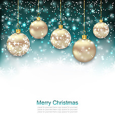 Image showing Beautiful Celebration Postcard with Christmas Golden Balls