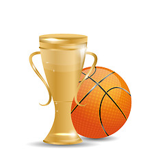 Image showing Golden Trophy with Basketball Ball