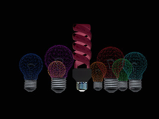 Image showing energy-saving lamps. 3D illustration