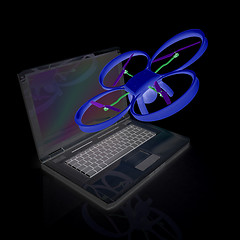 Image showing Drone and laptop. 3D render